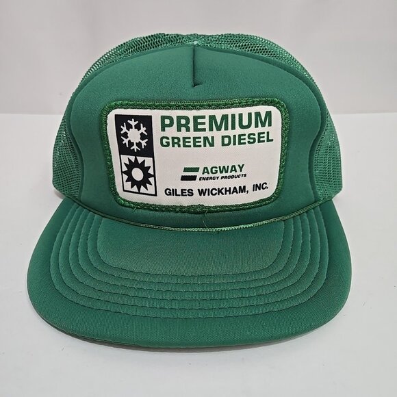 Vintage Agway Premium Green Diesel Mesh Trucker Snapback Hat Giles Wickham - Picture 1 of 7